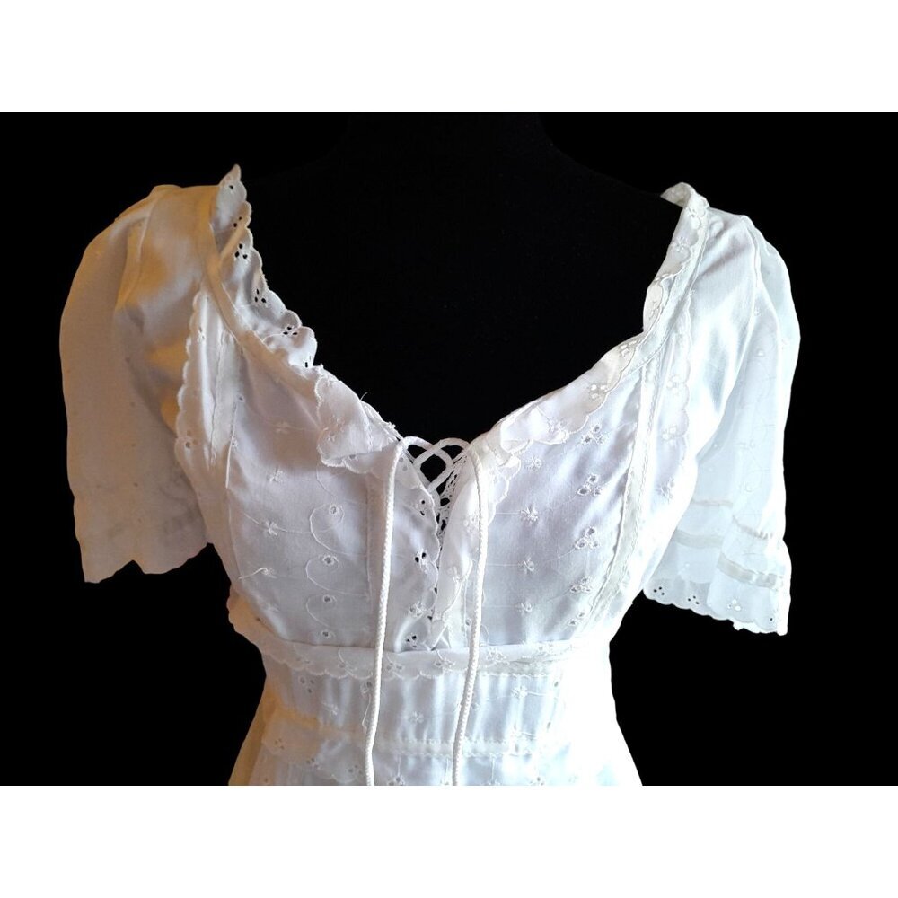 White Maxi Dress with Lace-Up Bodice - Picture 5 of 11